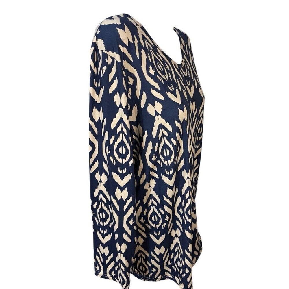Cherryloom Tunic Top Womens Size 3XL Blue Off White Scoop Neck - Picture 3 of 6